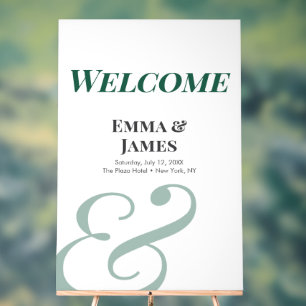 Emerald Ampersand Wedding   Acrylic Welcome Sign