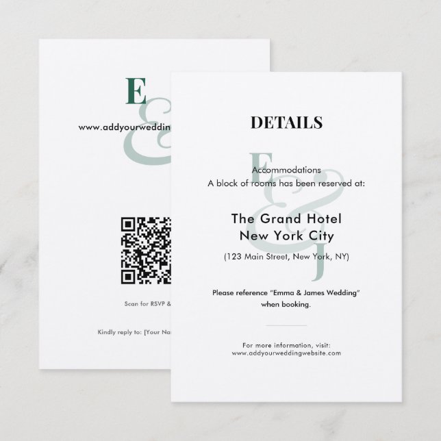 Emerald Ampersand Wedding | Enclosure Card (Front/Back)