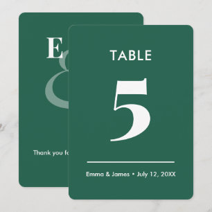 Emerald Ampersand Wedding   Table Number