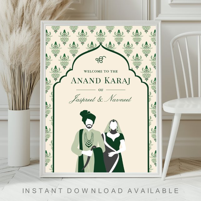 Emerald Anand Karaj Sikh Wedding Welcome Sign (Creator Uploaded)