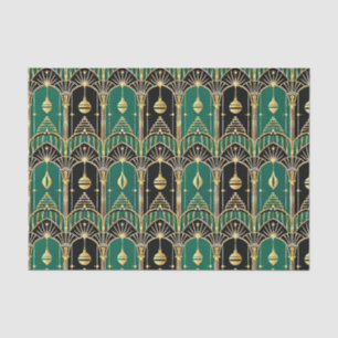 Emerald and Black Art Deco Holiday Pattern Tissue Paper