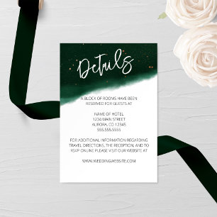 Emerald and Bronze Watercolor Wedding Enclosure Card