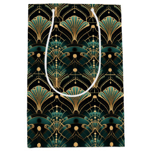 Emerald and Gold Art Deco-inspired Medium Gift Bag