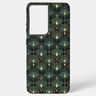 Emerald and Gold Art Deco Patterned Samsung Galaxy Case