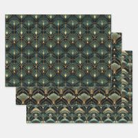 Emerald and Gold Art Deco Set of