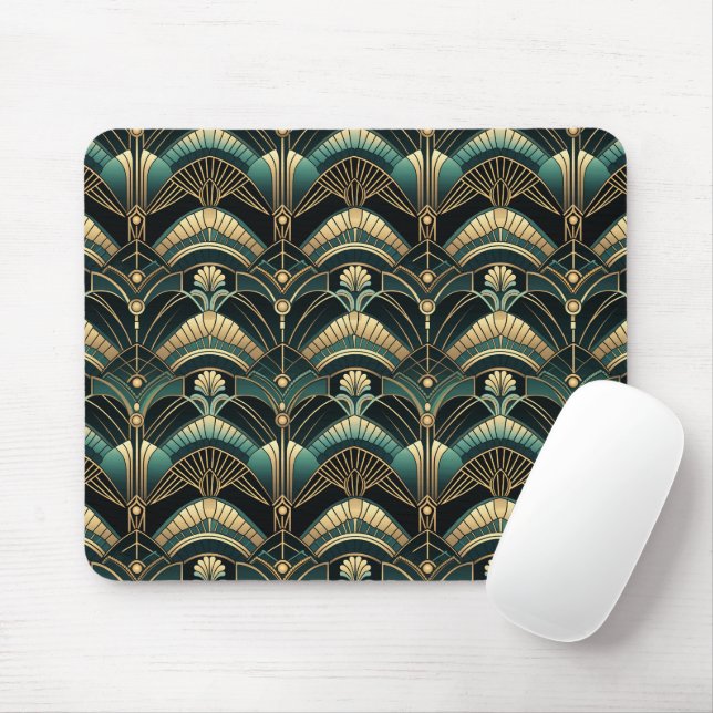 Emerald and Gold Art Deco Themed Mouse Mat (With Mouse)