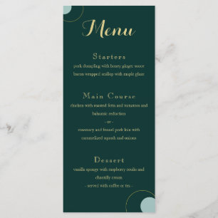 Emerald and Gold Art Deco Wedding Menu
