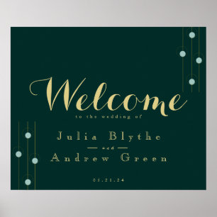 Emerald and Gold Art Deco Wedding Welcome Sign
