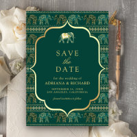 Emerald and Gold Elephant Indian Wedding Photo