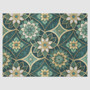 Emerald and Gold Floral Mandala - Ornamental Tissue Paper