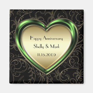 Emerald and Gold Heart Anniversary Magnet