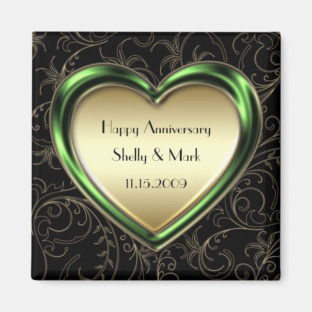 Emerald and Gold Heart Anniversary Magnet (Front)