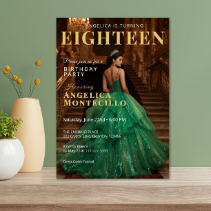 Emerald and Gold Magazine Inspired Invitation