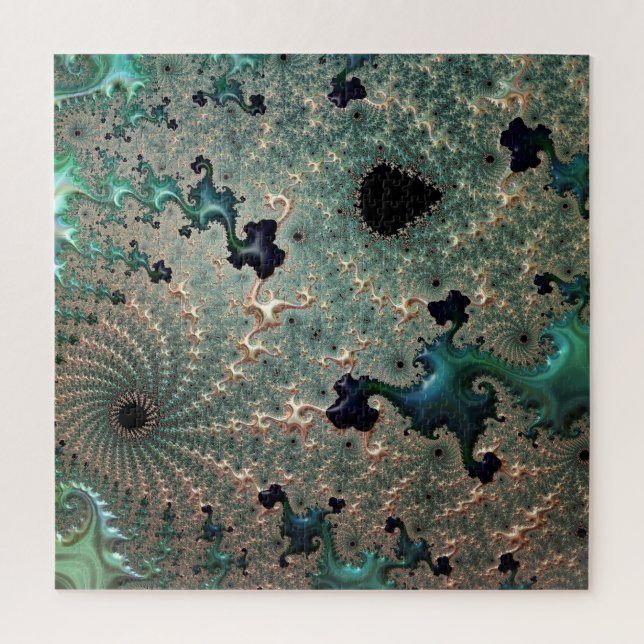 Emerald and Gold Mandelbrot Jigsaw Puzzle (Vertical)