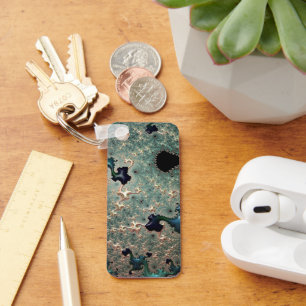 Emerald and Gold Mandelbrot  Key Ring