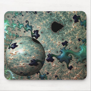 Emerald and Gold Mandelbrot with Sphere Mouse Mat