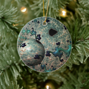 Emerald and Gold Mandelbrot with Sphere Ornament