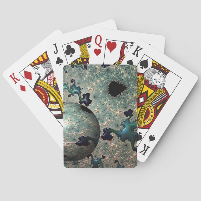 Emerald and Gold Mandelbrot with Sphere Playing Cards (Back)