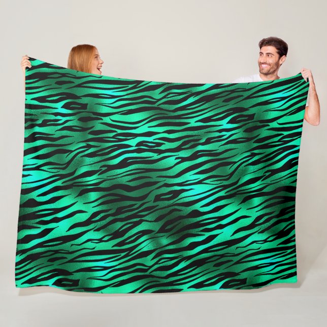 Emerald and Gold Safari Series Design 10 Fleece Blanket (In Situ)