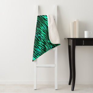 Emerald and Gold Safari Series Design 10 Sherpa Blanket