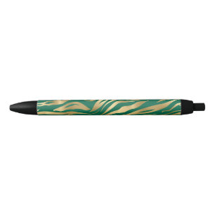 Emerald and Gold Safari Series Design 2 Black Ink Pen