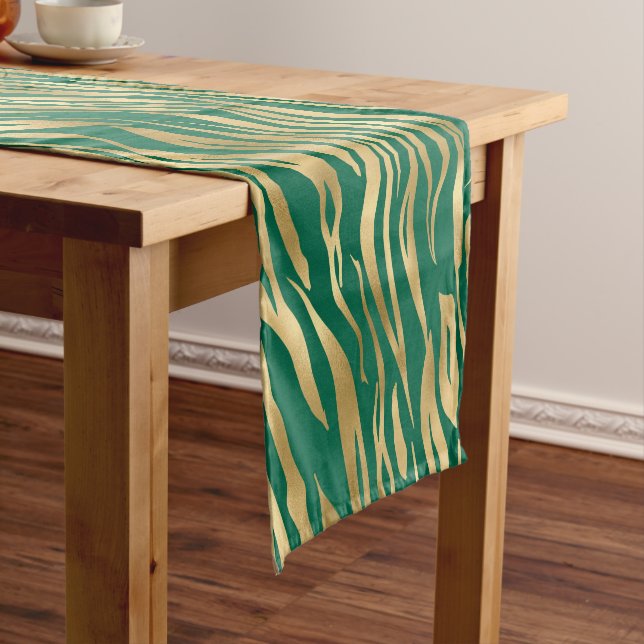 Emerald and Gold Safari Series Design 2 Short Table Runner (In Situ)