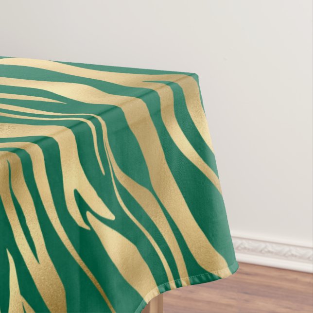 Emerald and Gold Safari Series Design 2 Tablecloth (In Situ)