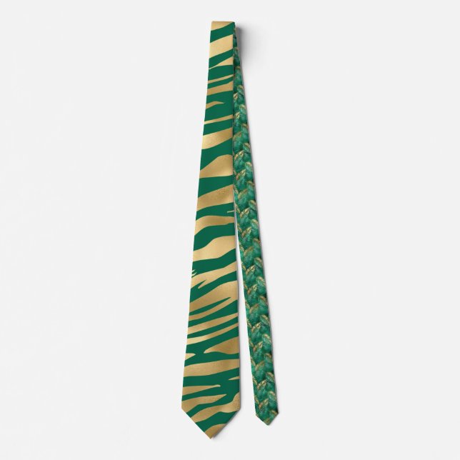 Emerald and Gold Safari Series Design 2 Tie (Front)