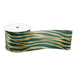 Emerald and Gold Safari Series Design 4 Satin Ribbon