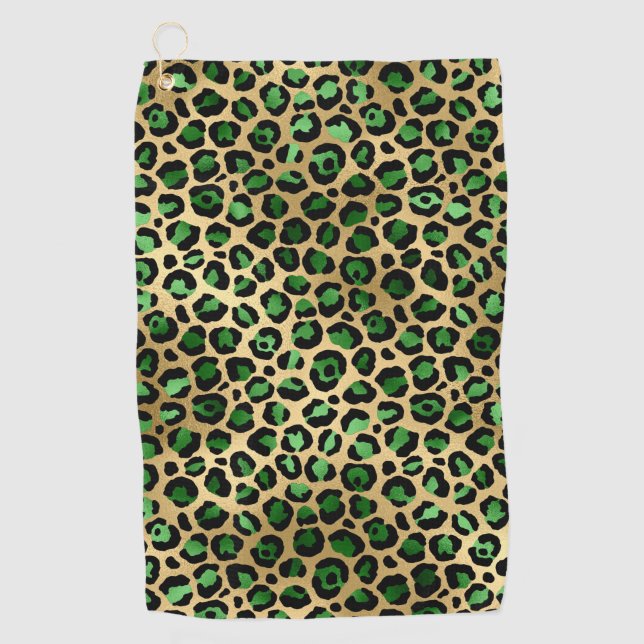 Emerald and Gold Safari Series Design 8 Golf Towel (Front)