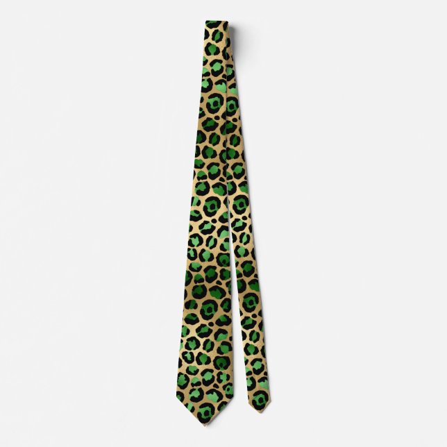 Emerald and Gold Safari Series Design 8 Tie (Front)