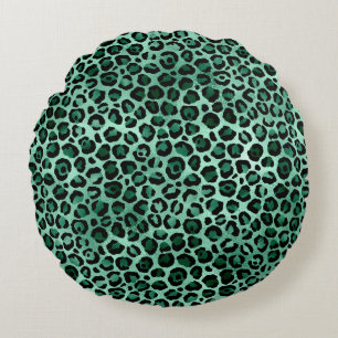 Emerald and Gold Safari Series Design 9 Round Cushion