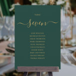 Emerald And Gold Script Table Number Seating Chart<br><div class="desc">These elegant emerald green and gold signature script double-sided table number seating chart cards are perfect for all celebrations. Designed by Thisisnotme©</div>