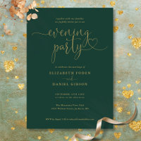 Emerald And Gold Script Wedding Evening Party
