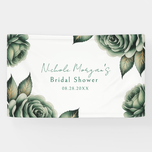 Emerald and Gold Wedding Bridal Shower Banner (Horizontal)