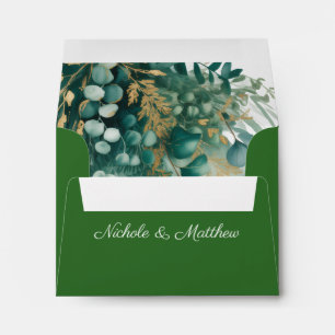 Emerald and Gold Wedding Frame Envelope