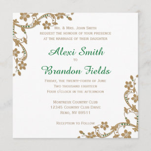 Emerald and Gold Wedding Invitation