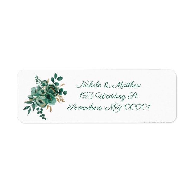 Emerald and Gold Wedding Return Address (Front)