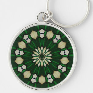 Emerald and Ivory Glass Keychain