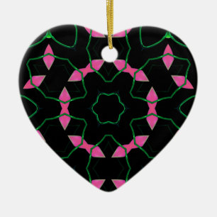 Emerald and Pink Kaleidoscope  Ceramic Tree Decoration