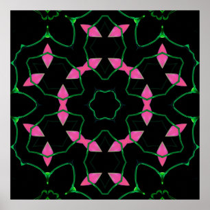 Emerald and Pink Kaleidoscope Poster
