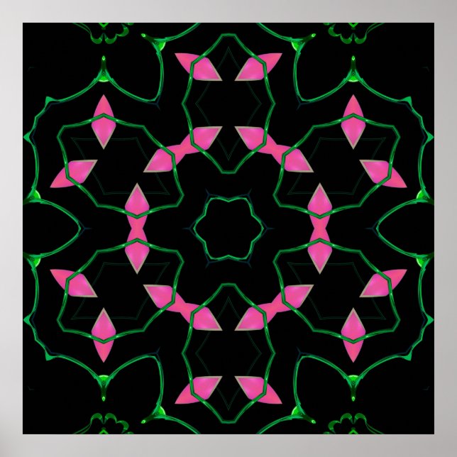 Emerald and Pink Kaleidoscope  Poster (Front)