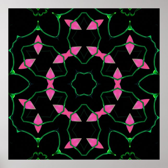 Emerald and Pink Kaleidoscope  Poster (Front)