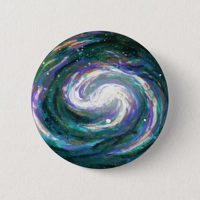 Emerald and Purple Galaxy 6 Cm Round Badge (Front)