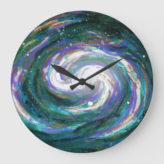 Emerald and Purple Galaxy Large Clock (Front)