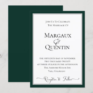 Emerald and Silver Frame Wedding Invitation
