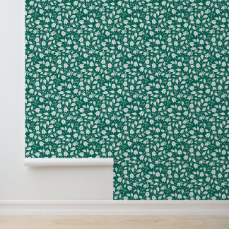 Emerald and White Floral Wallpaper