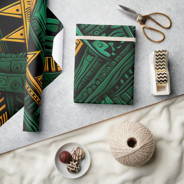 Emerald Ankara Elegance - Green African Ankara  Wrapping Paper (Crafts)