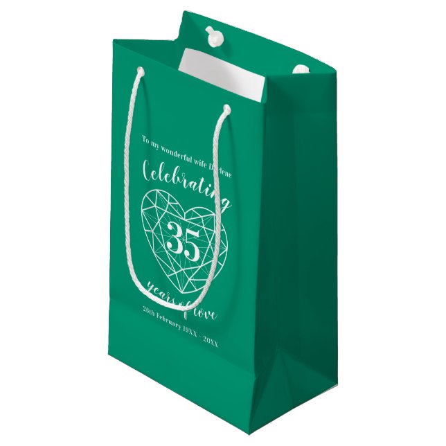 Emerald Anniversary 35 years green wife gift bag (Front Angled)