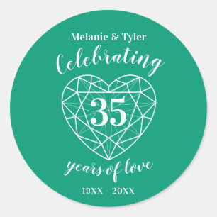 Emerald anniversary 35 years of love stickers